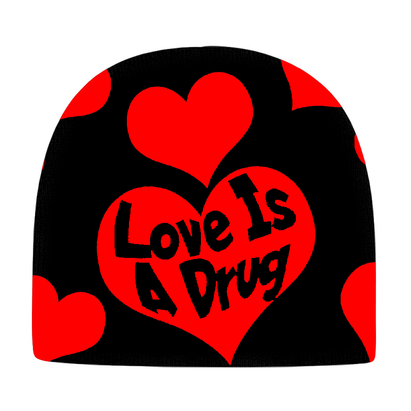 "Love Is A Drug" Black And Red Beanie